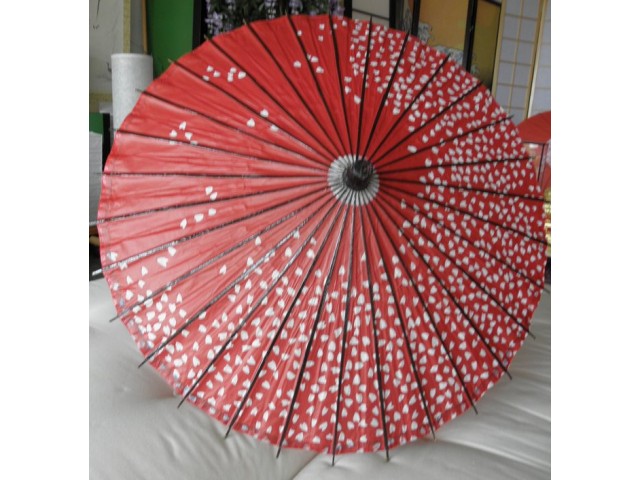 Japansk Parasol, rød m. hvide blomster 33-710